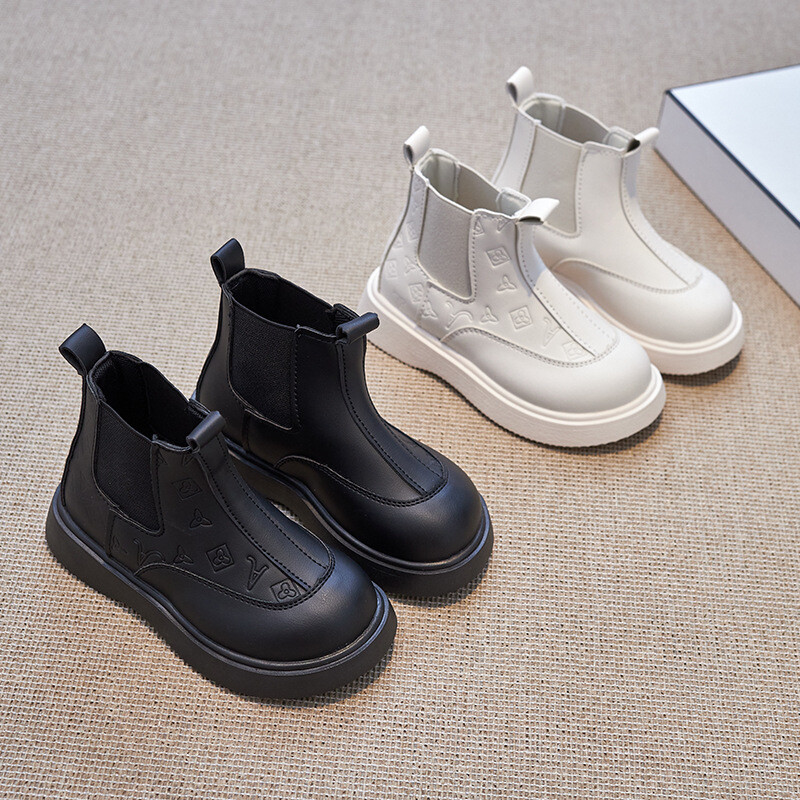 2023 Есен/Зима Детски ботуши Момчета Момичета Кожени ботуши Плюшени модни водоустойчиви неплъзгащи се топли детски ботуши Обувки 23-36