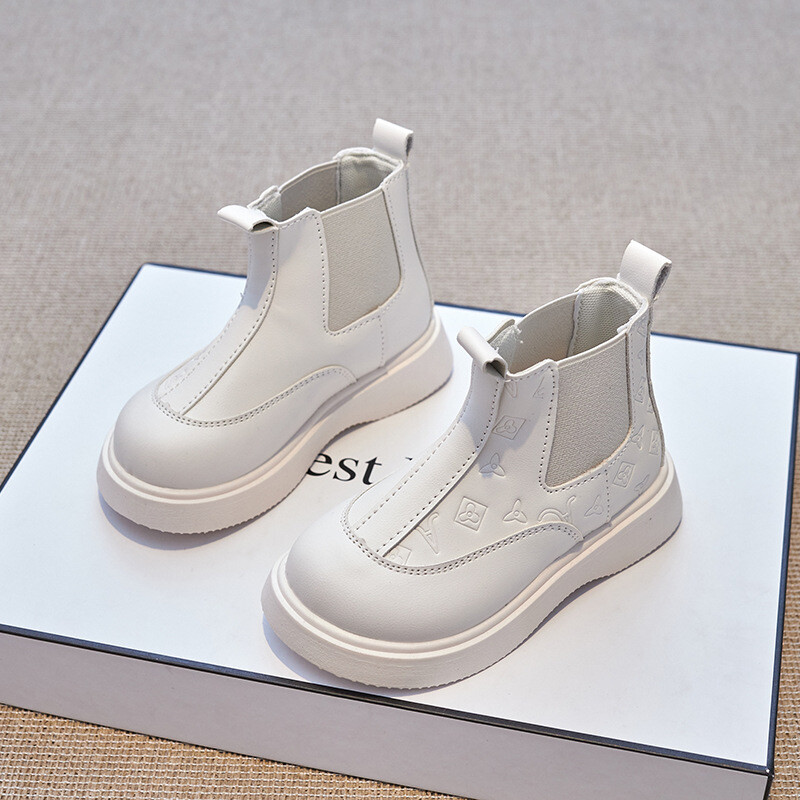 2023 Есен/Зима Детски ботуши Момчета Момичета Кожени ботуши Плюшени модни водоустойчиви неплъзгащи се топли детски ботуши Обувки 23-36