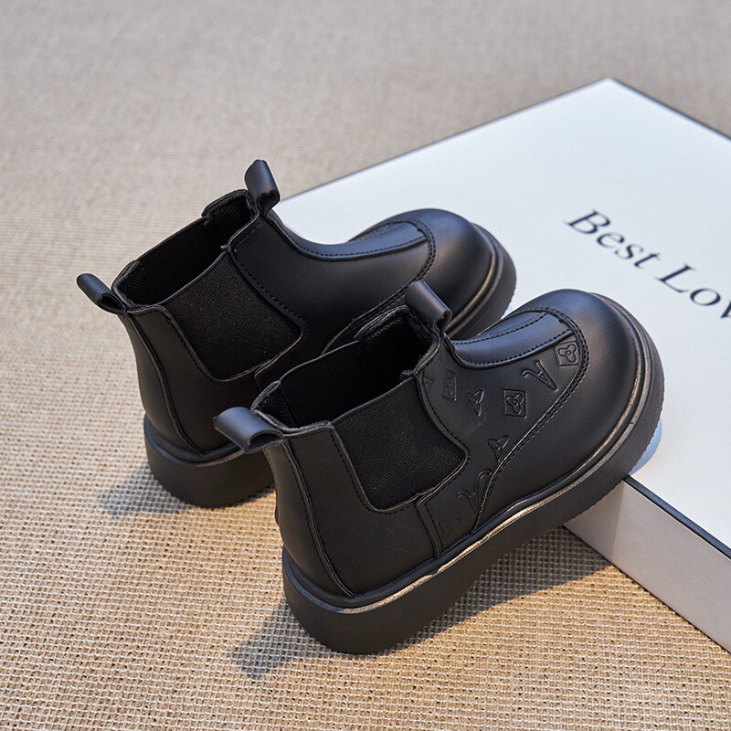 2023 Есен/Зима Детски ботуши Момчета Момичета Кожени ботуши Плюшени модни водоустойчиви неплъзгащи се топли детски ботуши Обувки 23-36