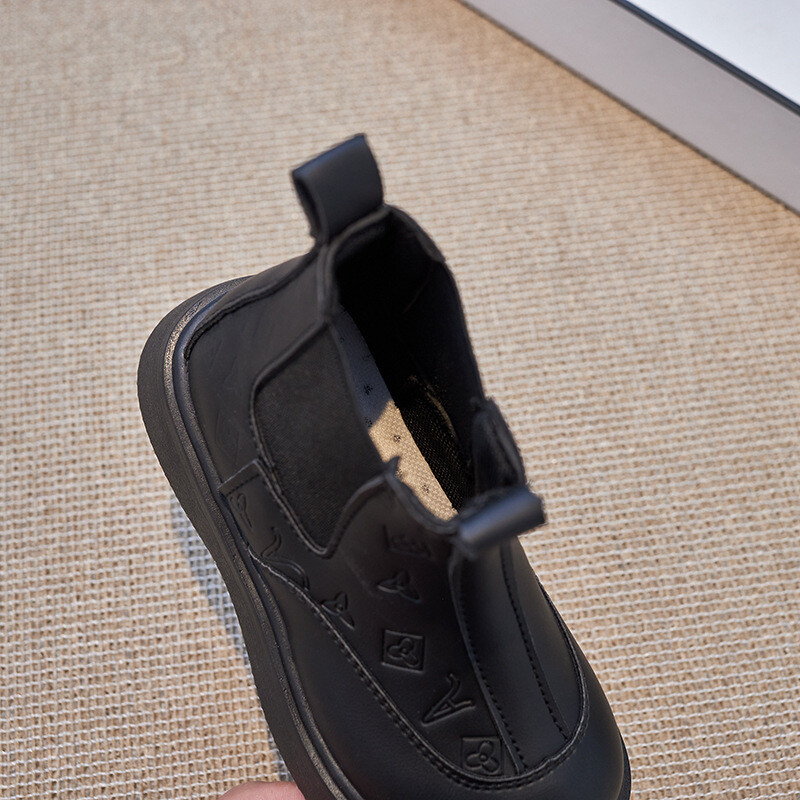 2023 Есен/Зима Детски ботуши Момчета Момичета Кожени ботуши Плюшени модни водоустойчиви неплъзгащи се топли детски ботуши Обувки 23-36