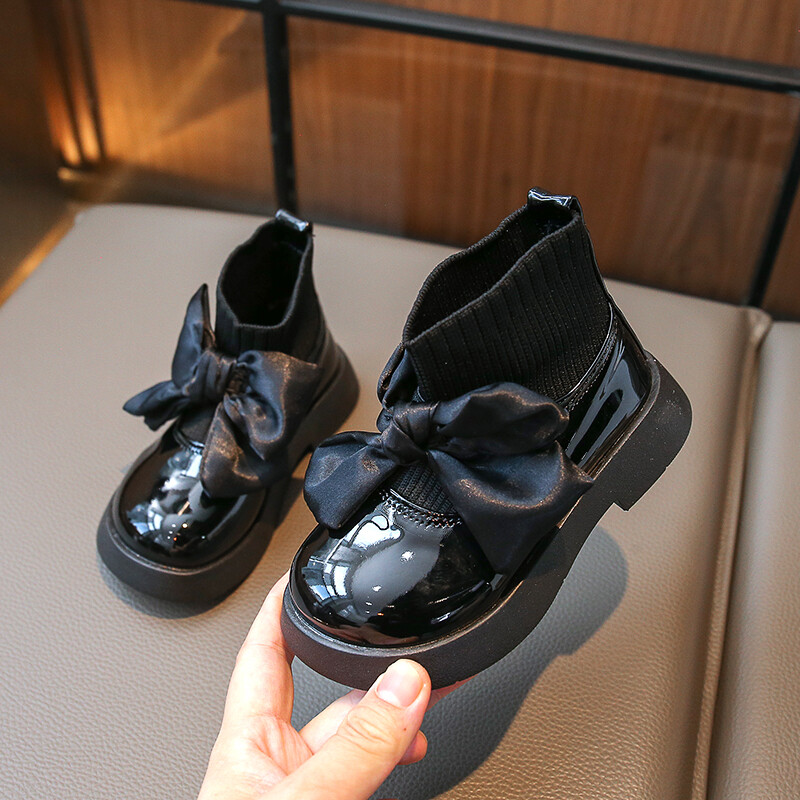 Čarape za djevojčice Dječje gležnjače Neklizajuća modna mašna Elegantna sjajna britanska uniforma Dječje školske cipele Ležerne čarape Čizme Princeza