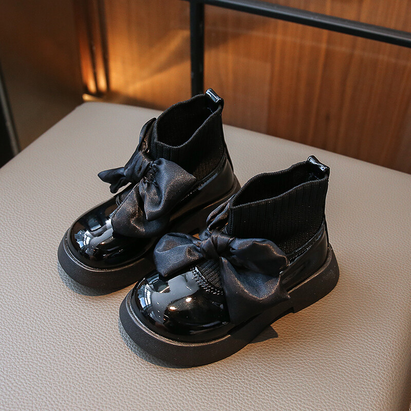 Čarape za djevojčice Dječje gležnjače Neklizajuća modna mašna Elegantna sjajna britanska uniforma Dječje školske cipele Ležerne čarape Čizme Princeza