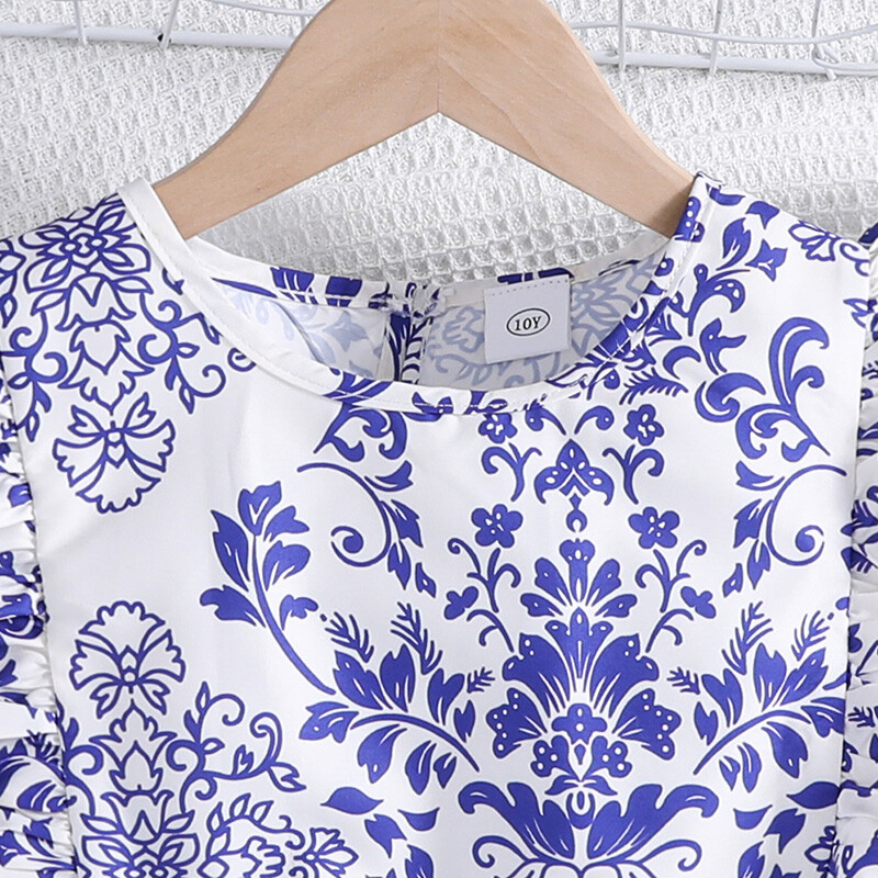 Summer Girls Designed Clasic Vintage Albastru Retro Imprimat Rochie Printesa Fata Rochie Eleganta Zilnic Casual Drăguță Rochie Print Floral