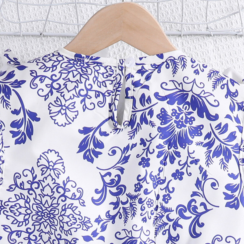 Summer Girls Designed Clasic Vintage Albastru Retro Imprimat Rochie Printesa Fata Rochie Eleganta Zilnic Casual Drăguță Rochie Print Floral