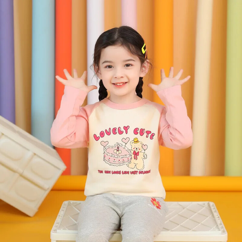 2024. aasta uued lasteriided, kevadised tüdrukud, multifilmid, karu, pikkade varrukatega T-särk, laste särk, puuvillased topid T-särgid, Dropshipping