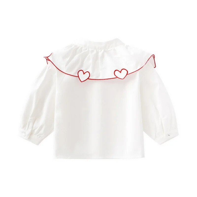 Nove jesenske majice za djevojčice, pamučna majica s ljubavnim ovratnikom u korejskom stilu, modna bijela bluza dugih rukava, dječja odjeća E0529