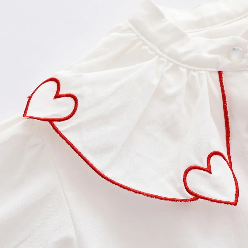 Nove jesenske majice za djevojčice, pamučna majica s ljubavnim ovratnikom u korejskom stilu, modna bijela bluza dugih rukava, dječja odjeća E0529