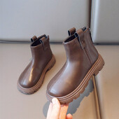 Dječje Chelsea gležnjače Cipele za djevojčice i dječake Cipele s patentnim zatvaračem 2023. Nove dječje kratke čizme za djecu Crne okrugle prste Cipele za šivanje na četvrtastu petu 26-36