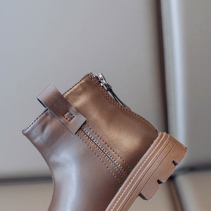 Dječje Chelsea gležnjače Cipele za djevojčice i dječake Cipele s patentnim zatvaračem 2023. Nove dječje kratke čizme za djecu Crne okrugle prste Cipele za šivanje na četvrtastu petu 26-36