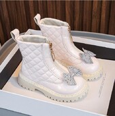 Ghete Chelsea din piele pentru copii Ghete de zăpadă la gleznă pentru copii, la modă, cizme din piele pentru copii mici, pantofi sport de zăpadă ocazional, pantofi sport