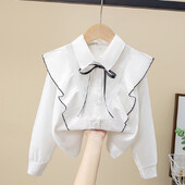 Παιδικό μπλουζάκι εξειδικευμένο παιδικό μπλουζάκι από καθαρό βαμβακερό μακρυμάνικο κοριτσίστικο φιόγκο με βολάν με δαντέλα