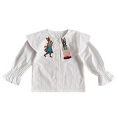 Četiri godišnja doba, dječja odjeća za djevojčice s vezom, košulja s velikim reverima, jesen, proljeće, bijela i crna košulja za korejske ležerne djevojke