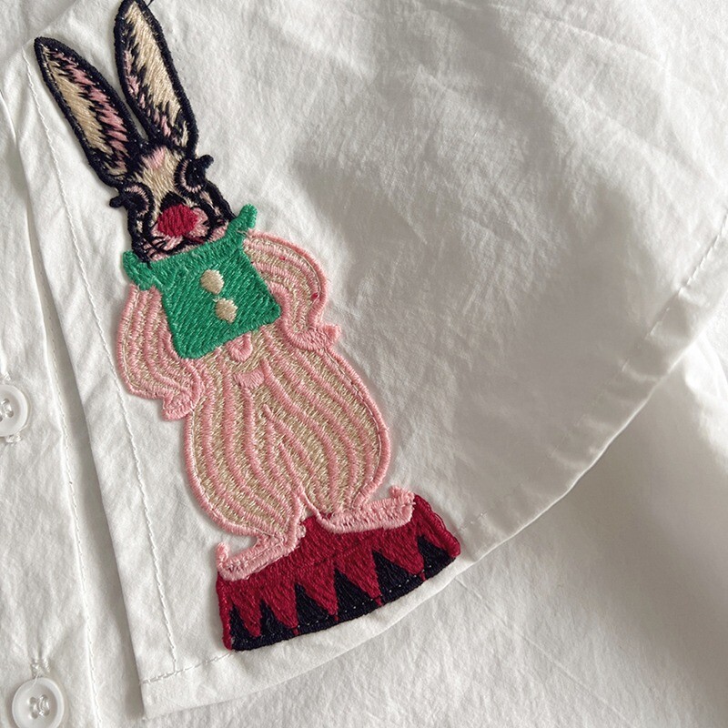 Četiri godišnja doba, dječja odjeća za djevojčice s vezom, košulja s velikim reverima, jesen, proljeće, bijela i crna košulja za korejske ležerne djevojke