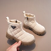 Laste puuvillased saapad Khaki värvi vabaaja libisemiskindlad kingad Mustad tüdrukud Moesaapad Poiste libisemiskindlad tüdrukud pehme talla poolsaapad Mood