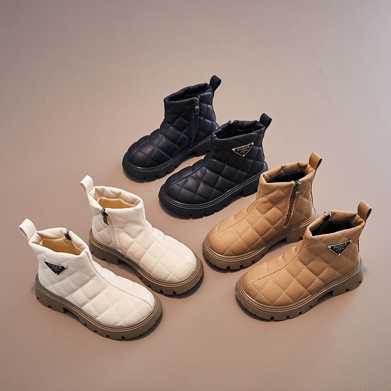 Laste puuvillased saapad Khaki värvi vabaaja libisemiskindlad kingad Mustad tüdrukud Moesaapad Poiste libisemiskindlad tüdrukud pehme talla poolsaapad Mood