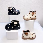 Korea versioon, lastesaapad, 2024. aasta sügistalvine moesuund Ehtsast nahast laste lukuga kingad, libisemisvastased tüdrukute saapad