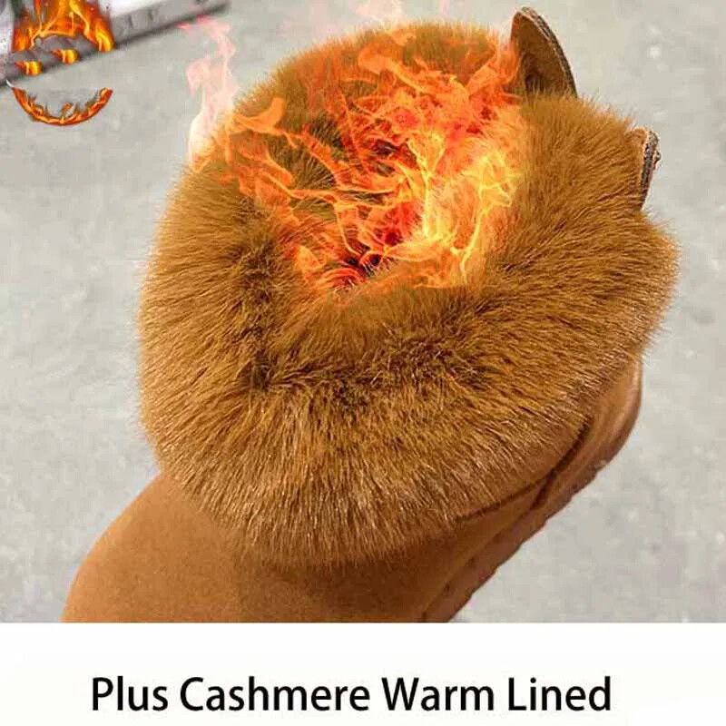 Dječje čizme za snijeg od prave kravlje kože Zimske meke tople pamučne cipele za bebe s plišem Dječaci Djevojčice Jednokrzne čizme od brušene kože Retro čizme princeze