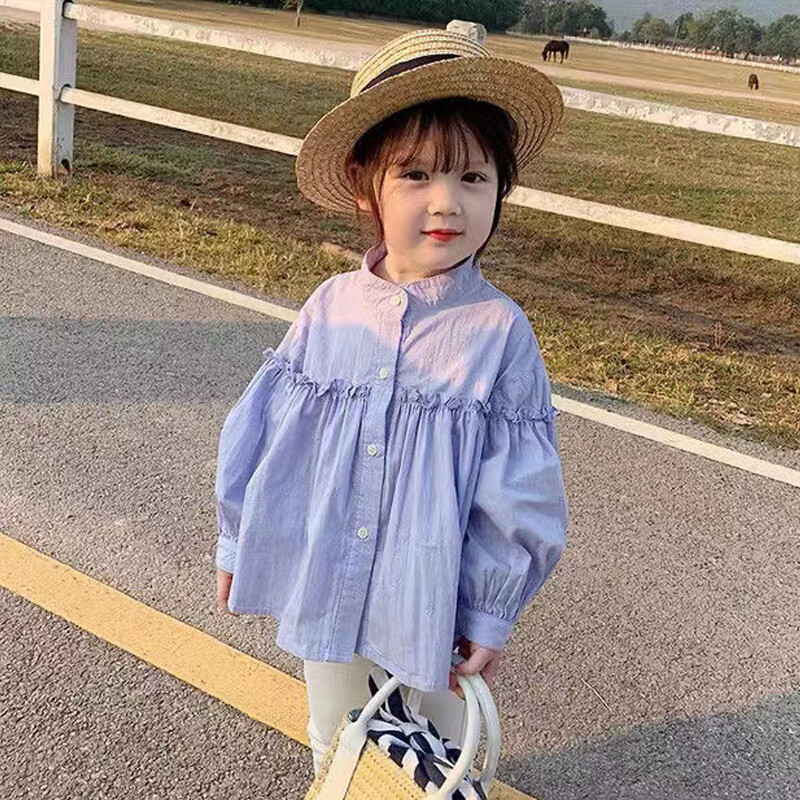 Tüdrukute valge särk kevade ja sügise õhukesed rõivad pikkade varrukatega laste puhtast puuvillast alussärk Lastele avara ülaosaga reisimine vabaaja