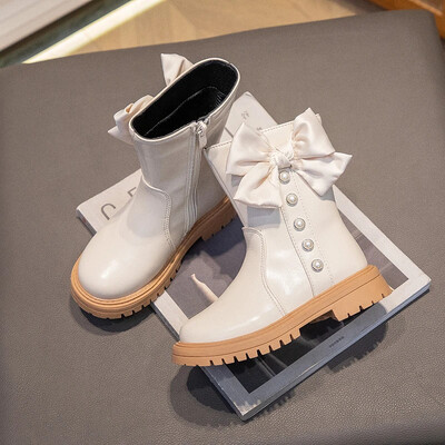 Nove čizme za djevojčice iz 2023., jednostavne neklizajuće dječje gležnjače, čizme za djevojčice, bež crne, elegantne, šik, dječje cipele, modne ravne cipele