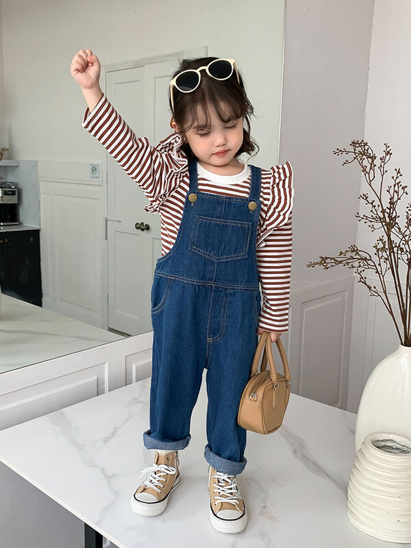 2-8T imiku volangidega Tüdrukute T-särk Väikelapsele Beebi Tüdrukutele Riided Sügisene triibuline ülaosa pikkade varrukatega Moodne laste T-särk