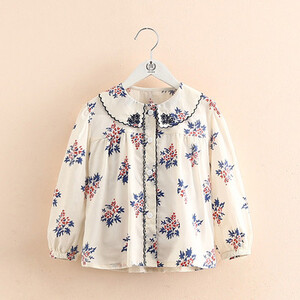 2024 Uus kevad Sügis 2 3 4 6 8 10 12 aastat Lastele Puuvillane lilleline pikkade varrukatega topid Laste Beebi Tüdruk Peterpani kraega pluusisärk