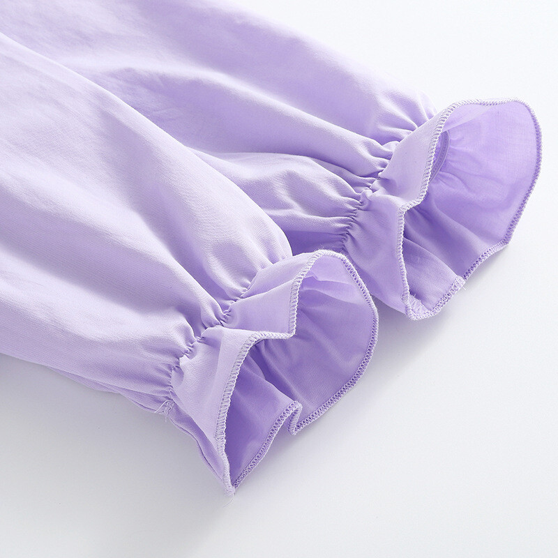 Dječje djevojčice Ljubičaste košulje Jesenski cvjetni vez Petar Pan ovratnik Majice za djevojčice Pamuk Jednobojne ležerne dječje djevojčice dugih rukava