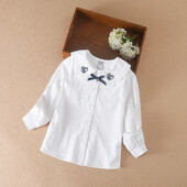 Tüdrukute särgpluusid 2024. aasta sügis, lasteriided, tikandid lasteriided, pika varrukatega riided 5–12-aastastele koolitüdrukutele