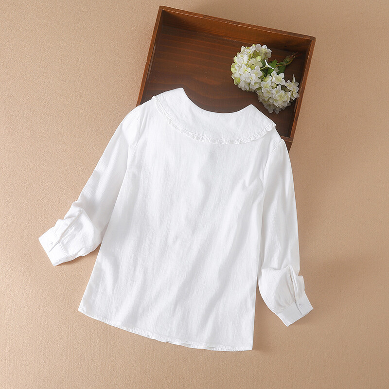 Tüdrukute särgpluusid 2024. aasta sügis, lasteriided, tikandid lasteriided, pika varrukatega riided 5–12-aastastele koolitüdrukutele