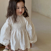 deer jonmi 2024 primăvară nou stil coreean pentru copii mici bluze cu broderie din dantelă bluze cu mâneci felinare topuri pentru copii cămăși prințesă