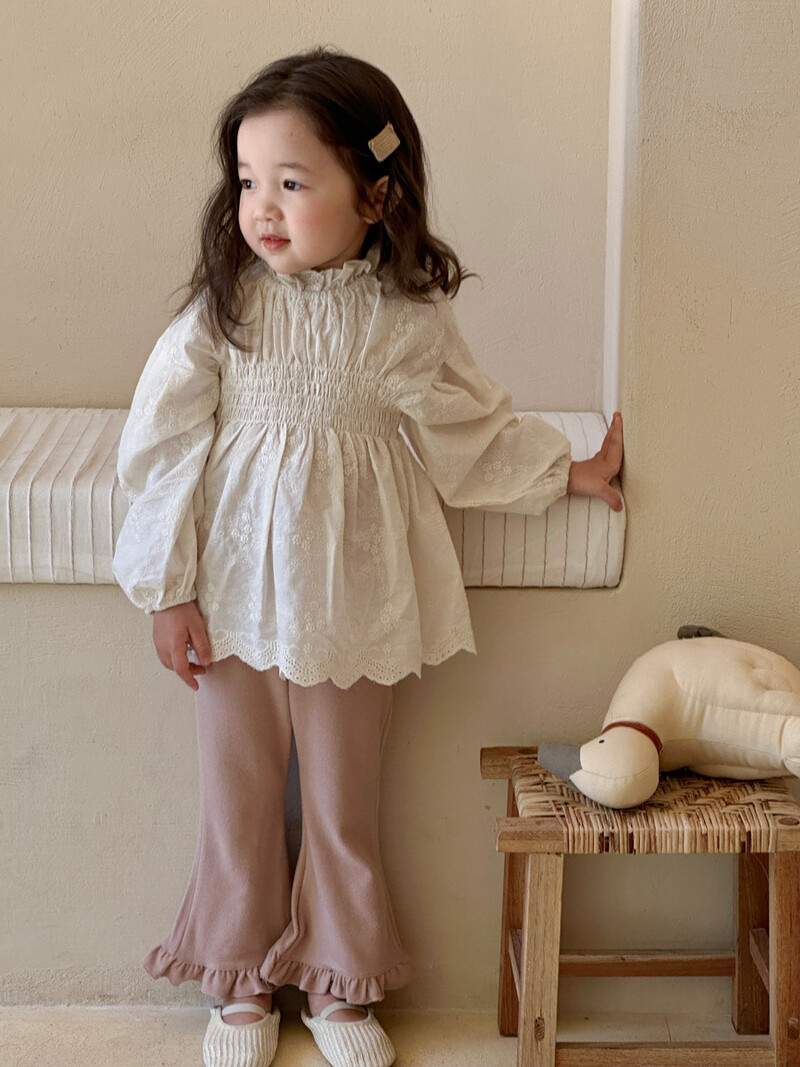 deer jonmi 2024 primăvară nou stil coreean pentru copii mici bluze cu broderie din dantelă bluze cu mâneci felinare topuri pentru copii cămăși prințesă