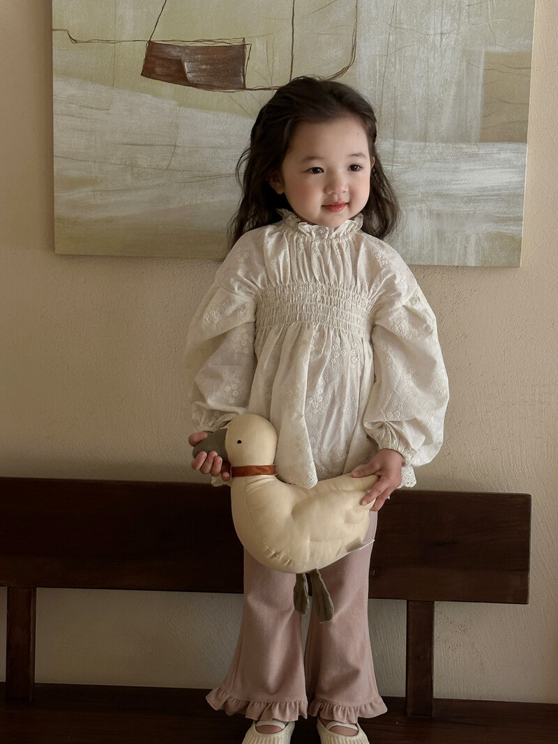 deer jonmi 2024 primăvară nou stil coreean pentru copii mici bluze cu broderie din dantelă bluze cu mâneci felinare topuri pentru copii cămăși prințesă
