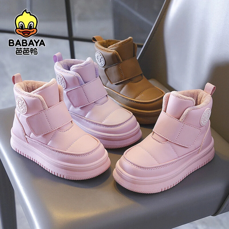 Babaya laste puuvillased kingad, tüdrukute lumepuuvillased plüüsis lühikesed saapad, talv 2023 uued poiste puuvillased lumesaapad lastele