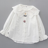 Tüdrukute valge pluus Armas tüdrukute särk kevad-sügis tüdrukute topid vabaaja koolitüdrukute riided 90-160 cm