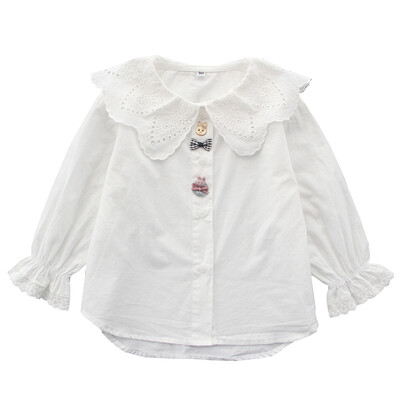 Tüdrukute valge pluus Armas tüdrukute särk kevad-sügis tüdrukute topid vabaaja koolitüdrukute riided 90-160 cm