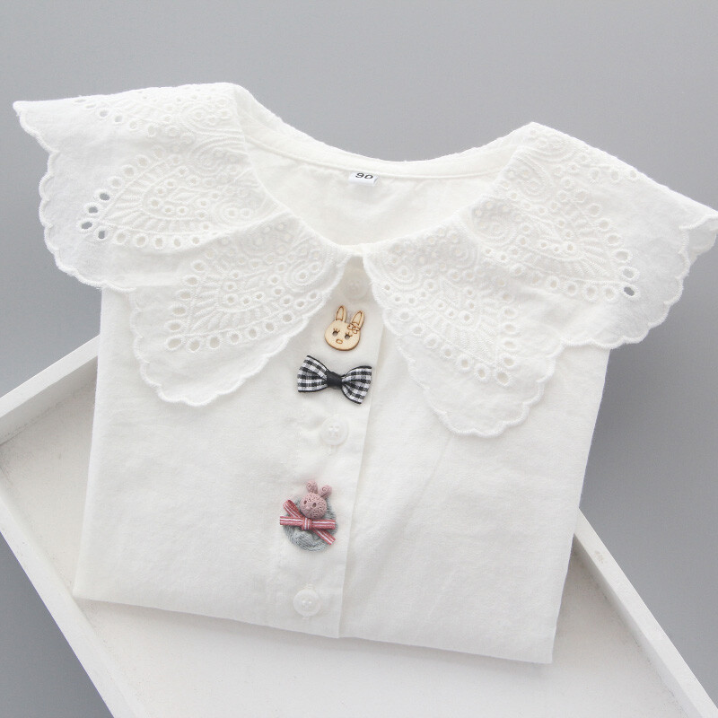 Tüdrukute valge pluus Armas tüdrukute särk kevad-sügis tüdrukute topid vabaaja koolitüdrukute riided 90-160 cm