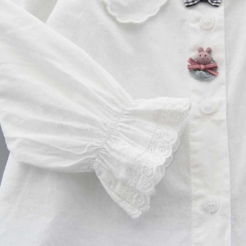 Tüdrukute valge pluus Armas tüdrukute särk kevad-sügis tüdrukute topid vabaaja koolitüdrukute riided 90-160 cm