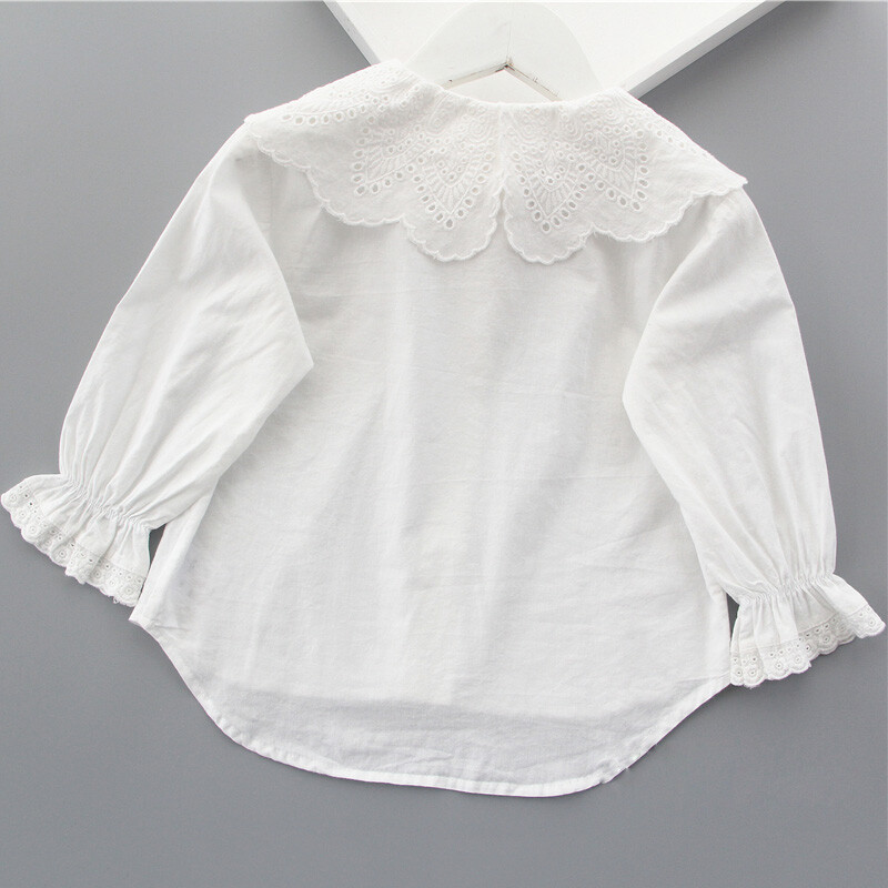 Tüdrukute valge pluus Armas tüdrukute särk kevad-sügis tüdrukute topid vabaaja koolitüdrukute riided 90-160 cm