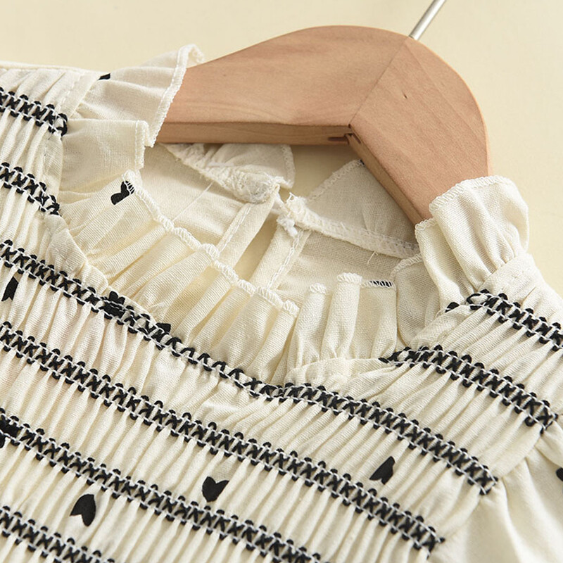 Korea lasteriided beebitüdrukute pluus Jaapani pitskrae 2023. aasta sügis, uus pinnasevärv Armastus, trükitud, lihtne, kõikehõlmav mood