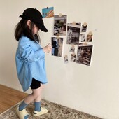 Moodsad beebitüdrukud, sinine särk, väikelapsed, teismelised, pluusid, lahtised rõivad pikkade varrukatega kevad-sügis beebiriided 2–11 a.