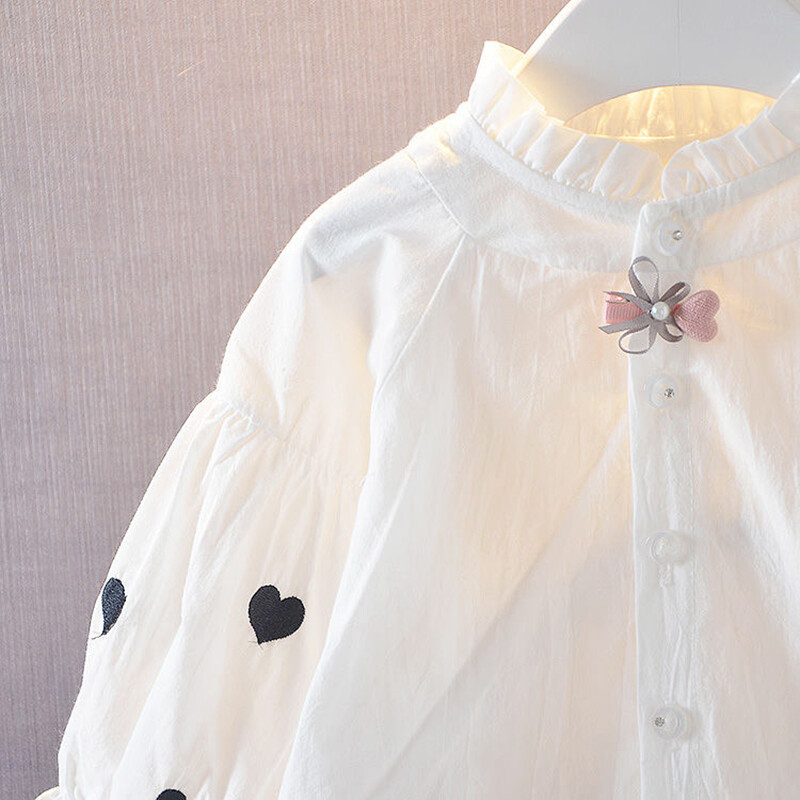 Cămașă din bumbac pur pentru fete, 12 m-5 ani, primăvară și toamnă, cu mâneci lungi, haine pentru bebeluși