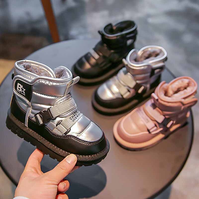 Cizme de zăpadă noi de iarnă pentru copii la modă pantofi de exterior impermeabili băieți plus cașmir cizme calde îngroșate fete cizme roz