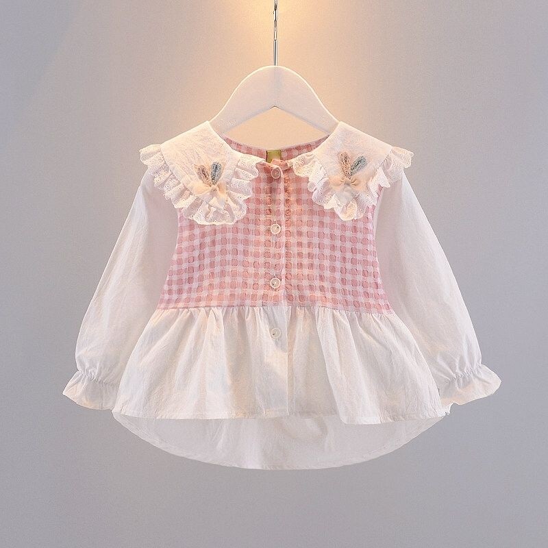 Košulja za male djevojčice Proljetna haljina Nova dječja donja majica s dugim rukavima Strane dječje lažne dvodijelne košulje u stilu princeze