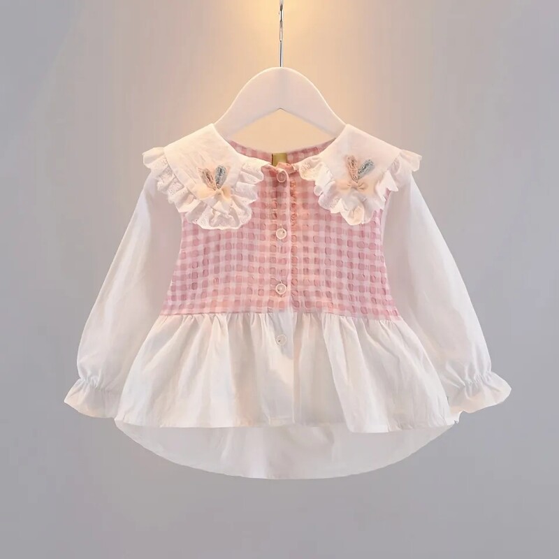 Košulja za male djevojčice Proljetna haljina Nova dječja donja majica s dugim rukavima Strane dječje lažne dvodijelne košulje u stilu princeze