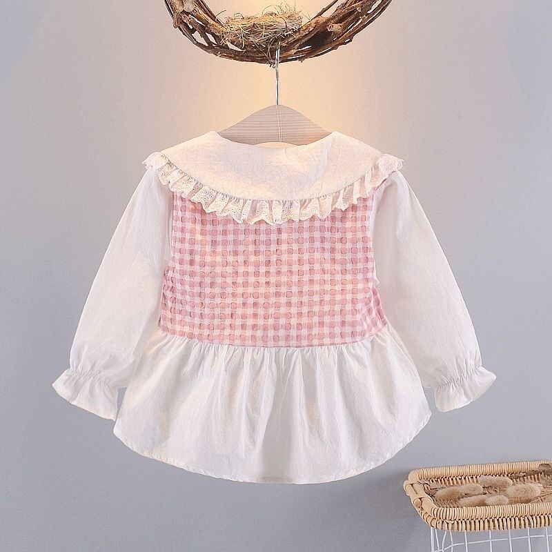 Košulja za male djevojčice Proljetna haljina Nova dječja donja majica s dugim rukavima Strane dječje lažne dvodijelne košulje u stilu princeze