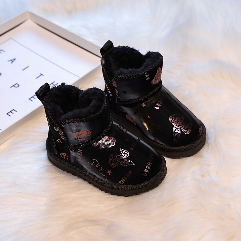 Cizme de zăpadă pentru copii Băieți Fete Warm Plus Cizme căptușite cu cașmir pentru copii mici Pantofi de exterior anti-alunecare Ghete casual pentru copii