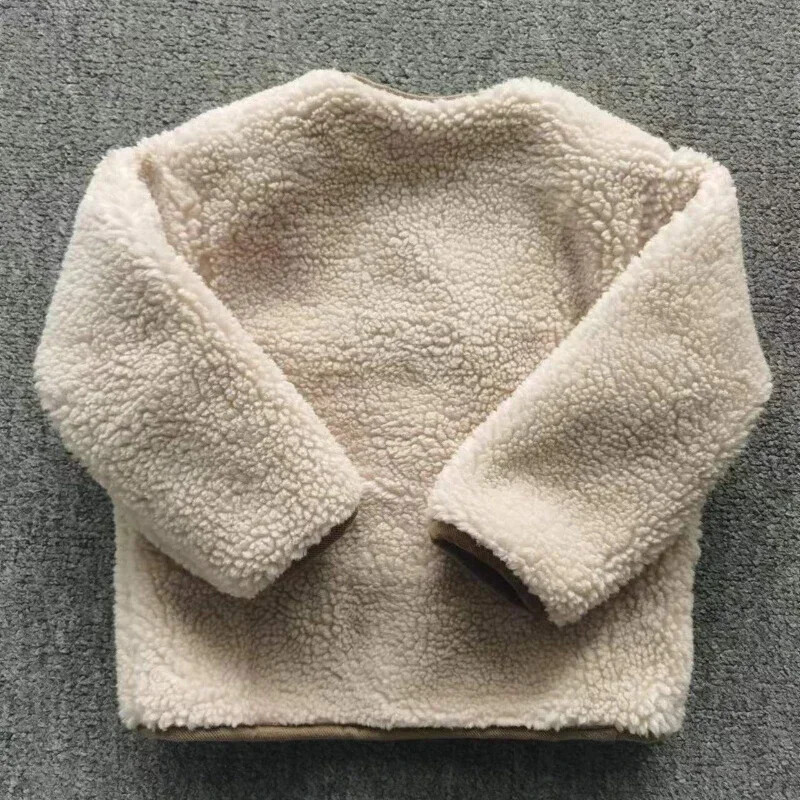 HoneyCherry Jesen i zima Nova topla jakna Djeca s dvije strane nose kariranu plišanu jaknu Dječje jakne