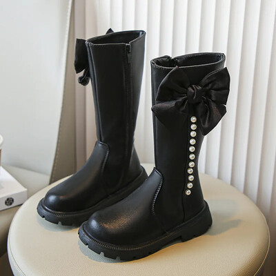 Zapatos Niña Πλατφόρμα Κοριτσίστικη Μπότα Φθινοπώρου Νέο Φιόγκο Πριγκίπισσα Μπότα Μόδα Μακριά Μπότα Άνετη Δερμάτινη μπότα Παιδικό Παπούτσια Ψηλή μπότα παιδικό παπούτσι