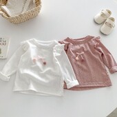 Sügis 0–5-aastastele väikestele tüdrukutele alussärgid, pitsist kikisõlmed, soliidsed lendavad varrukad, tüdrukute särgid, väikelaste tüdrukute topid, 2 värvivalikut