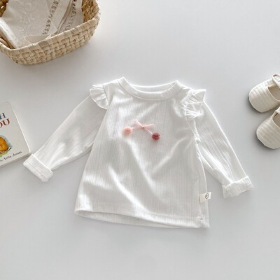 Sügis 0–5-aastastele väikestele tüdrukutele alussärgid, pitsist kikisõlmed, soliidsed lendavad varrukad, tüdrukute särgid, väikelaste tüdrukute topid, 2 värvivalikut