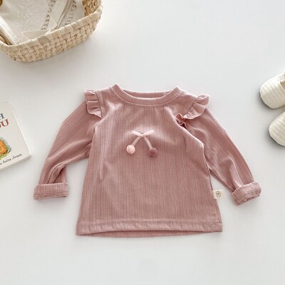 Sügis 0–5-aastastele väikestele tüdrukutele alussärgid, pitsist kikisõlmed, soliidsed lendavad varrukad, tüdrukute särgid, väikelaste tüdrukute topid, 2 värvivalikut